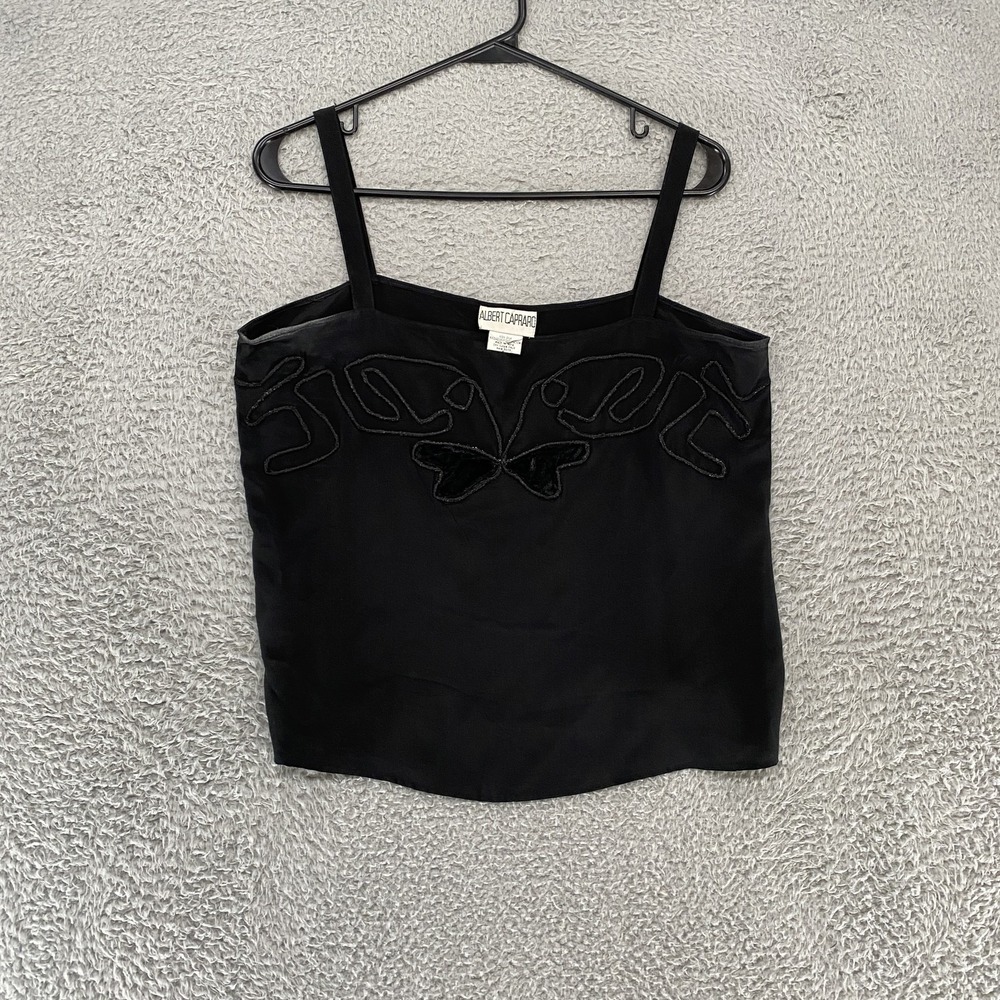 Albert Capraro Silk Tank Womens Medium Vintage Butterfly Y2K Camisole Tanktop